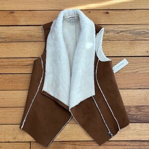 Francesca's Collections Brown and White Shearling Vest